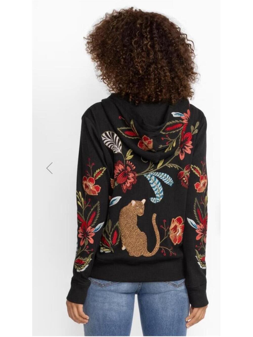 NWOT Johnny Was ISABELLA embroidered ZIP UP THERMAL HOODIE M - Picture 2 of 5